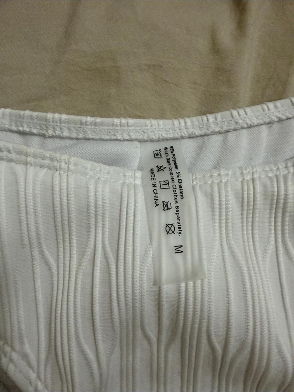 SHEIN White Ribbed Triangle Bikini Set - Picture 2 of 6